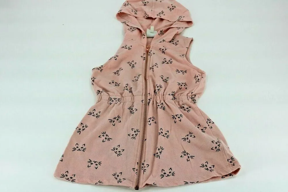 Belle Du Jour Girl’s Pink Kitty Cat Zippered Vest Kid’s Youth Size Medium